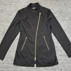 Noel Asmar Jada Tunic Jacket Women Small Black Asymmetrical Zipper Pockets